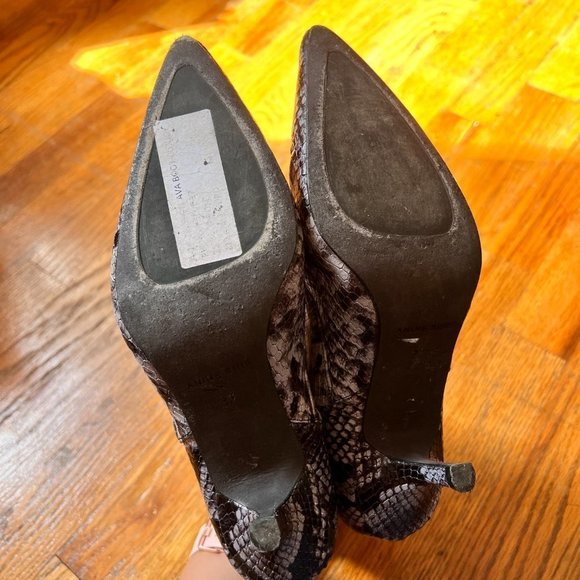 Anine Bing Ava Snake Embossed Kitten Heel Booties 37 / US 7 - Picture 8 of 12